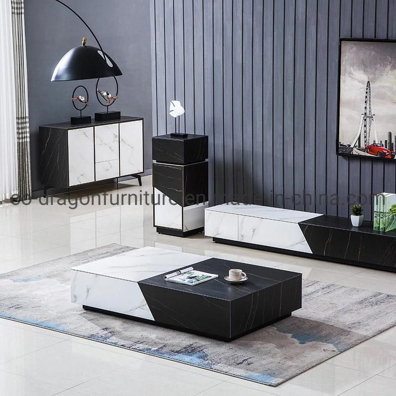 Modern Luxury Rock Plate Coffee Table for Living Room Furniture