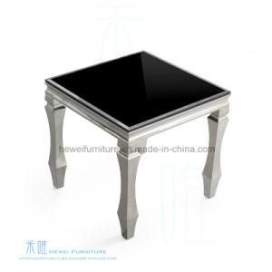 Strong Metal Frame Tempered Glass Square Coffee Table (HW-605-2T)