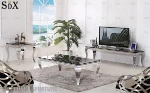 Modern Living Room Furniture European Stylish Black Glass Center Sofa Coffee Tea Table