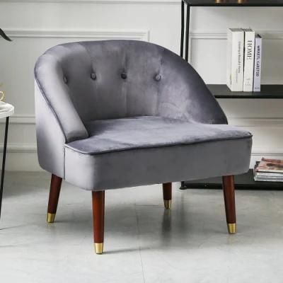 Accent Chair Single Sofa Side Chair with Wood Legs Grey