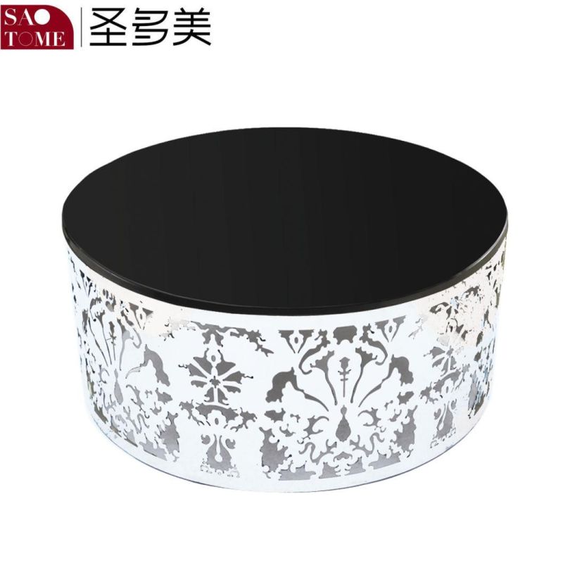 Coffee Shop Ins Stylish Black Metal Table Base Glass Top Round Table