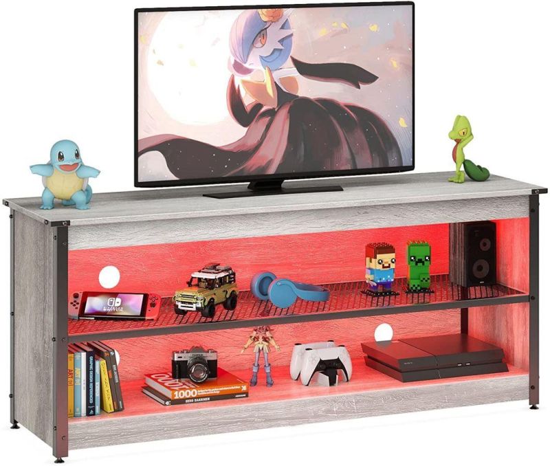 Modern Light Gray Gaming TV Stand TV Cabinet TV Console for Living Room