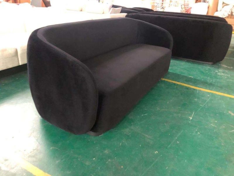 Living Room Metal Base Upholstered Velvet Frame Couch Sofa