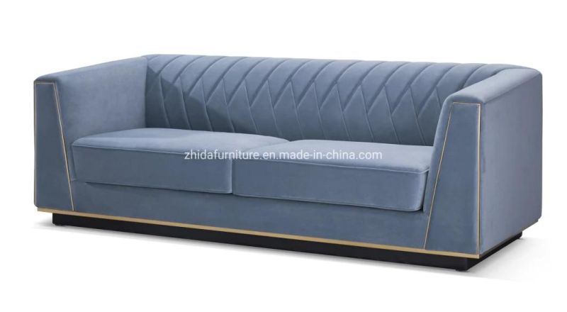 Luxury Metal Brass Color Home Velvet Living Room Sofa