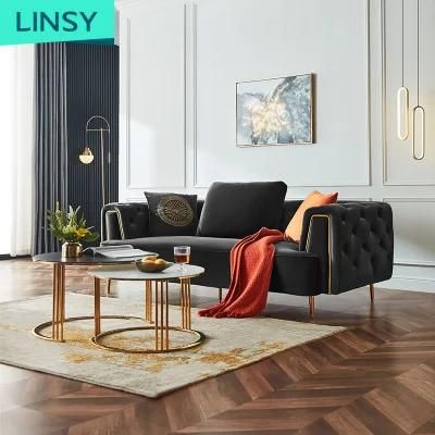Linsy Medium Back Sectional Furniture Blakc Living Room Sofa Rbc1K
