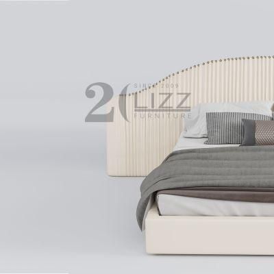 Popular Unique Contemporary Customized Bedroom Furniture Set White Genuine Leather Bed