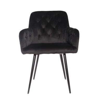 Modern Furniture French Velvet Chairs Bedroom Furniture Living Room Chair with Metal Legs Armchair