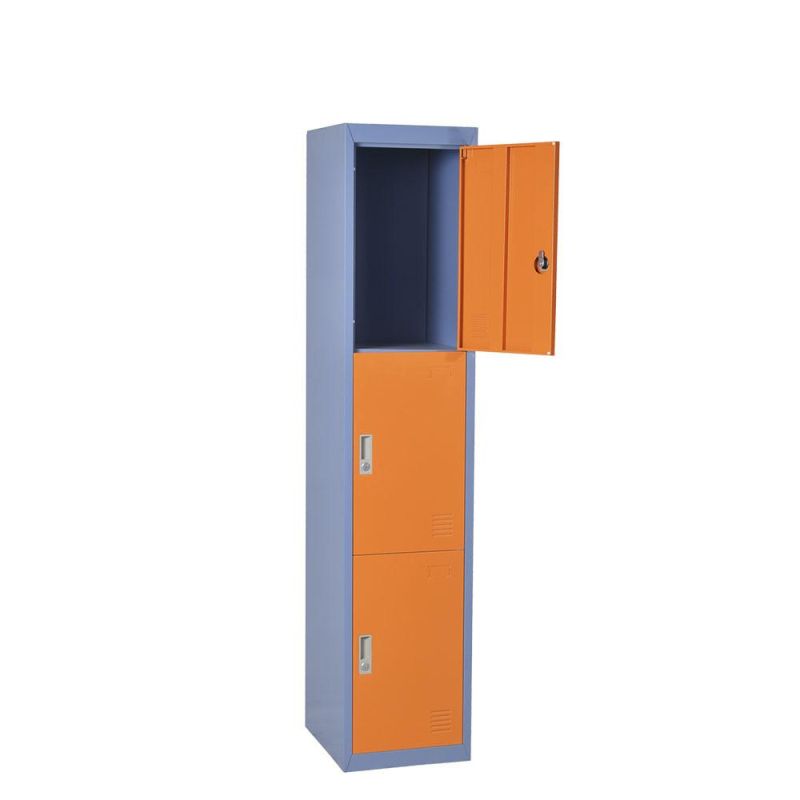 Simple Design 3 Door Metal Lockers Clothes Shoes Storage Customized Locker Cam Lock