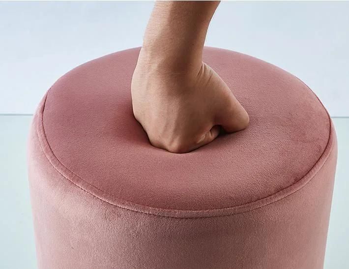Lining Room Pouf Velvet Fabric Footstool Ottoman