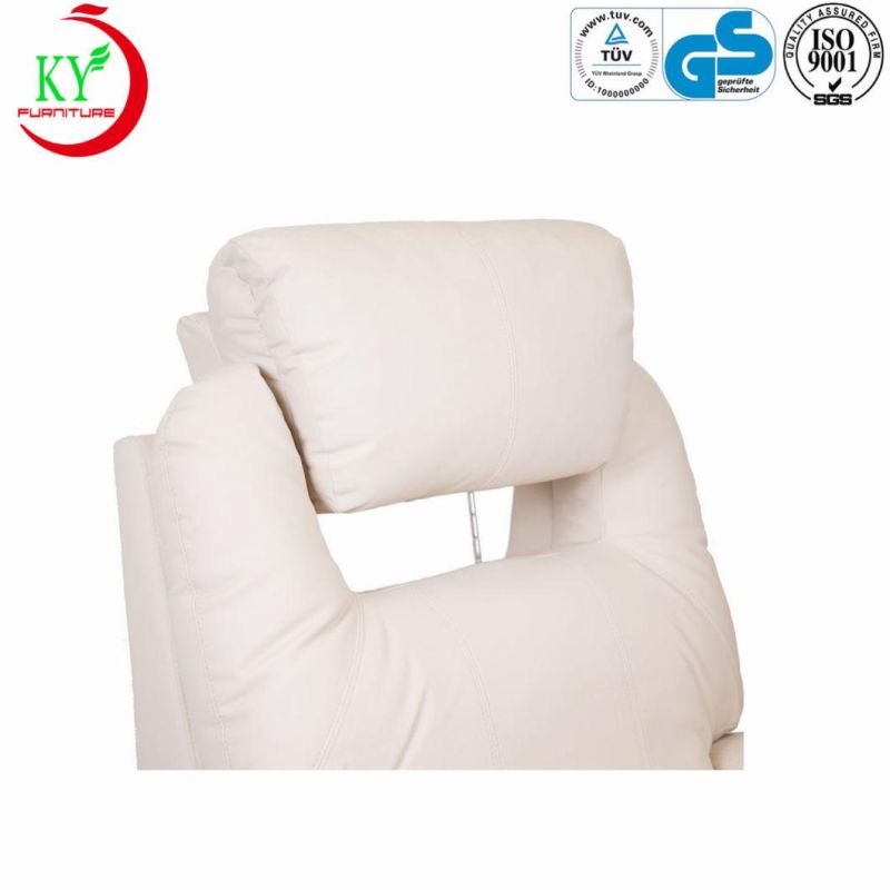 Jky Furniture Rock and Swivel Leather Manual Recliner Chair with Cup Holders for Living Room