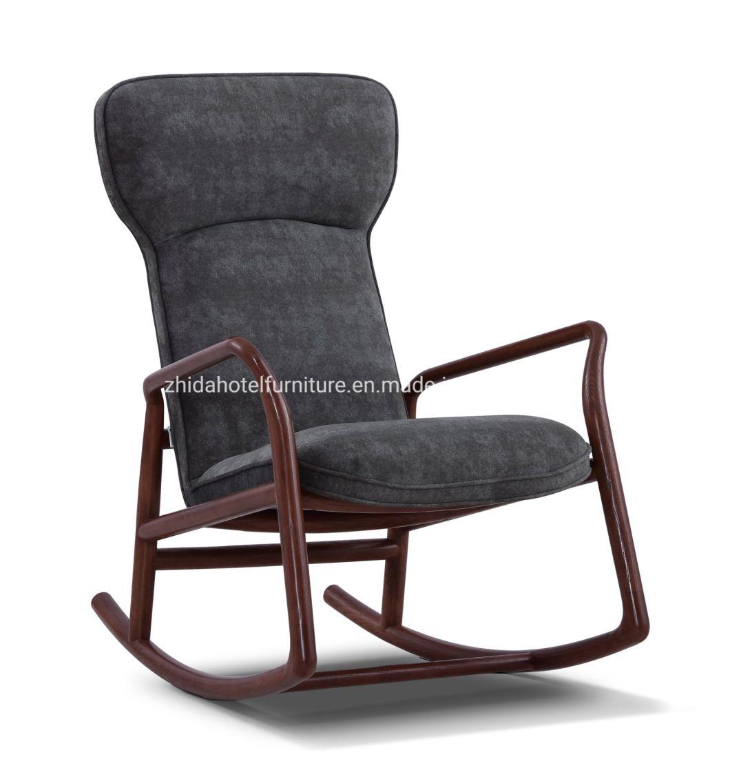 Modern Recliner Genuine Leather Solid Wood Living Room Bedroom Chair