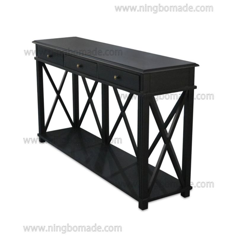 American Style Antique Concise Furniture Villa White/Black/Natural/Brown Console Table with Cross Back