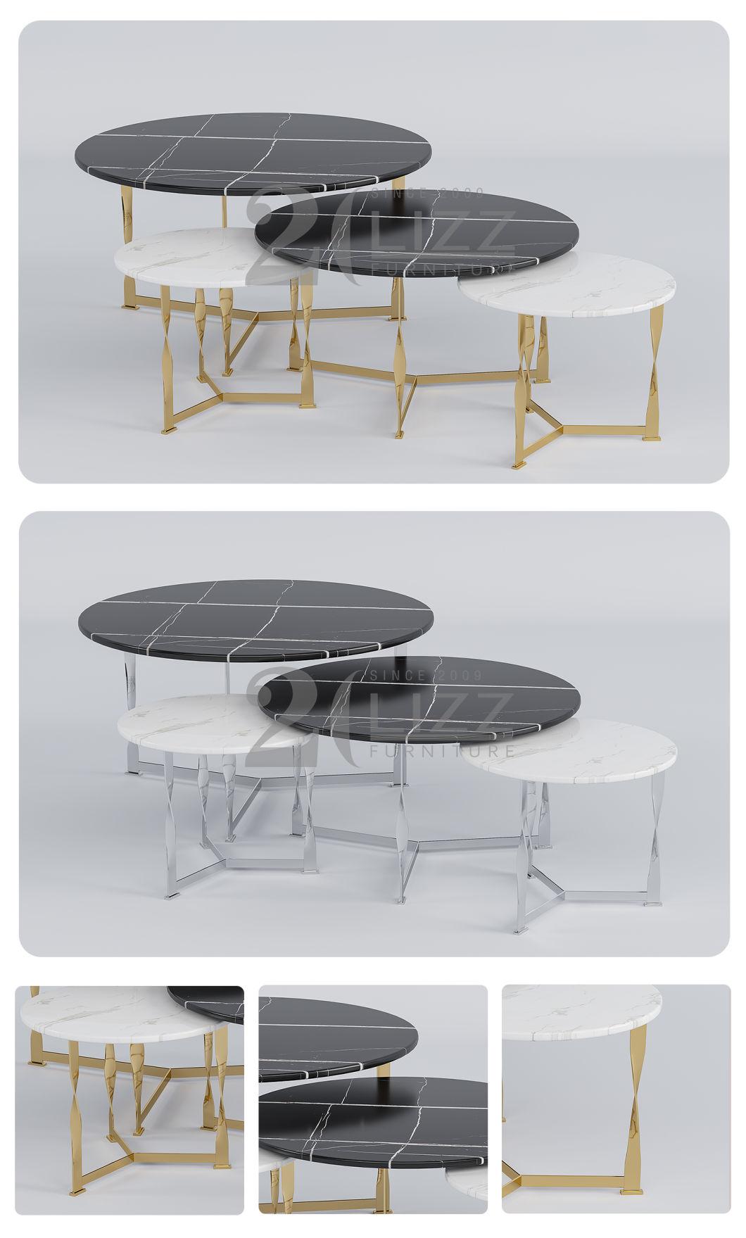 Nordic Modern Stylish Home Furniture Combination Table with Gold/Silver Stainless Steel Legs