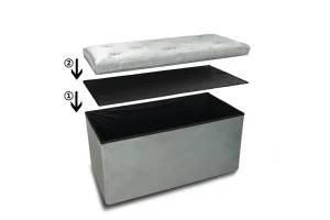 Velvet Collapsible Stool for Clothes Storage Ottoman Foldable Rectangle