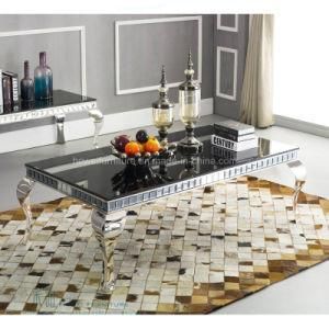 Fashion Tempered Glass Stainless Steel Coffee Table (HW-0073T)