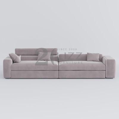 Nordic Style Leisure Hotel Home Furniture Set Modern Simple Decorative L Shape Velvet Fabric Sofa
