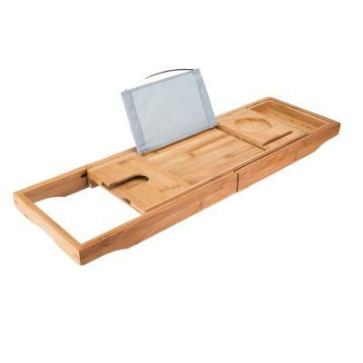 Bamboo Bathtub Caddy Bath Tub Tray with Tablet Holder Mobile Holder