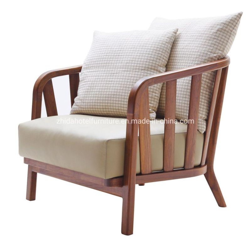 Walnut Wooden Frame Modorn Hotel Bedroom Living Room Chair