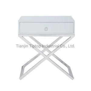 Mini Design End Table Stainless Steel Frame Side Table with Storage Home Side Table