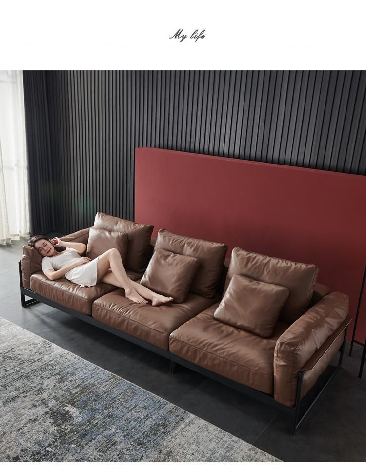 Fashion Leisure Chair Home Furniture Italian Style Lving Room Leather Sofa Living Room Sofa