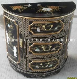 Black Mother of Pearl Inlaid Lacquer Oriental Chinese Cabinet