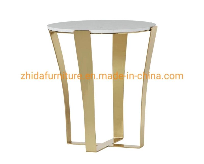 Foshan Factory Luxury Style Wholesale Price Home Furniture Living Room White Marble Top Sofa Side Round Table