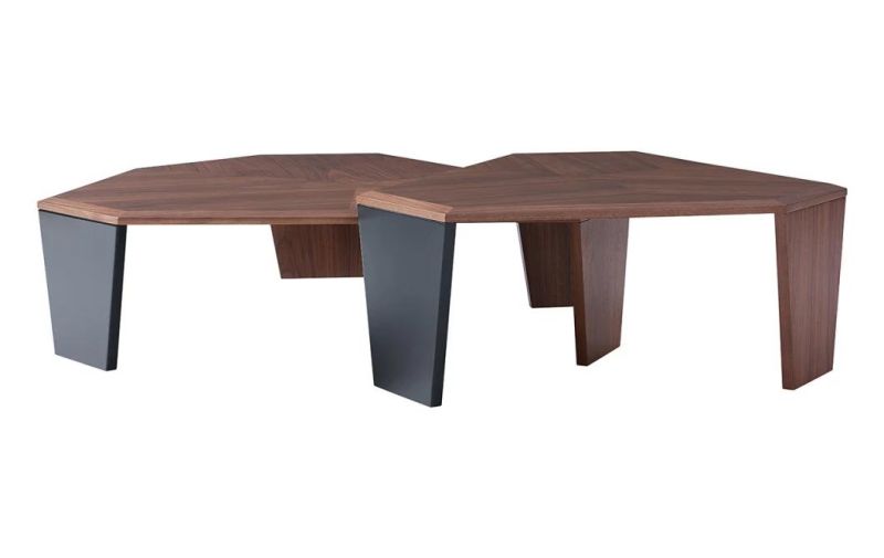 New Design Modern Furniture Living Room MDF Walnut Veneer Wooden Coffee Table