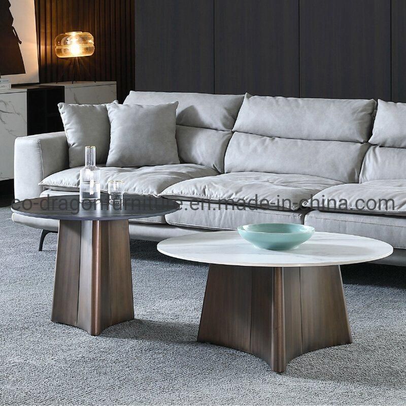 Hot Sale Modern Furniture Steel Coffee Table with Marble Top