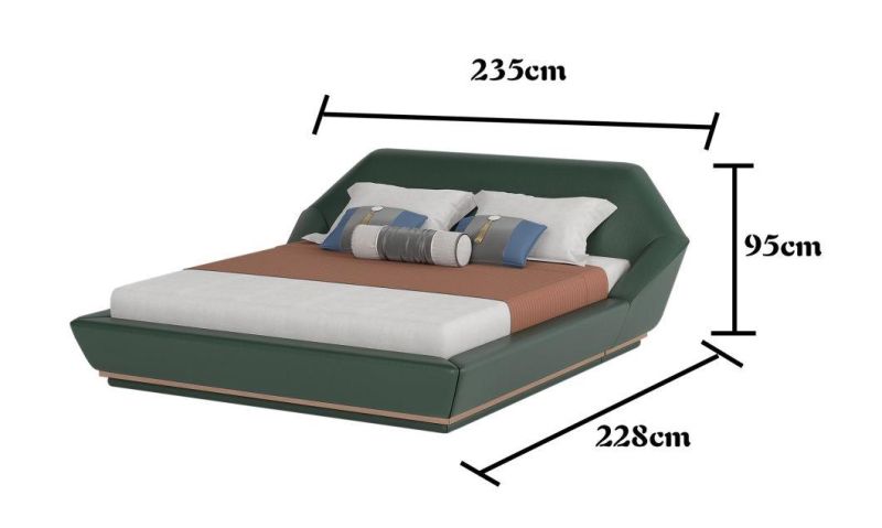 Modern High Quality Rectangle Geniue Leather Double King Size Bed Luxury Home Hotel Furniture
