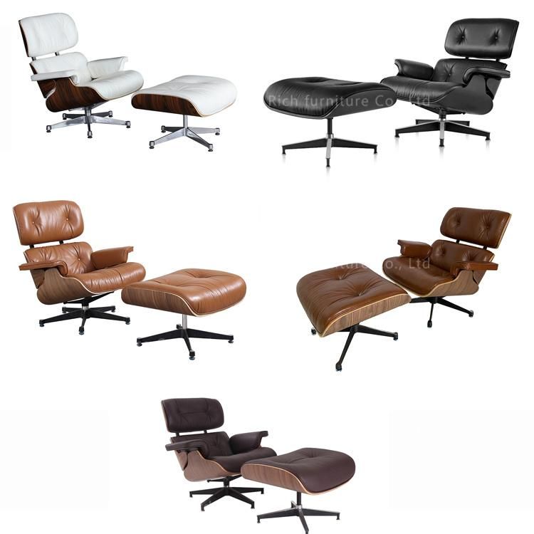 Modern Designer Furniture Designer Leather Walnut Lounge Chair