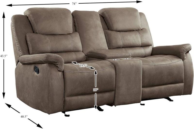 Jky Furniture Modern Design Technology Fabric Manual Recliner Sofa Set for (3+2+1) with Cup Holders and Console on Love Seater