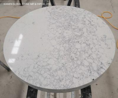 Custom Granite/Marble/Quartzite Countertop Artificial Quartz Stone White Round Coffee Table Tops for Hospitality