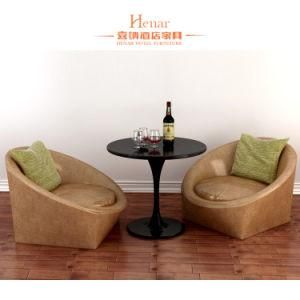 Leather Single Seater Sofa with Coffee Table for Hotel Use