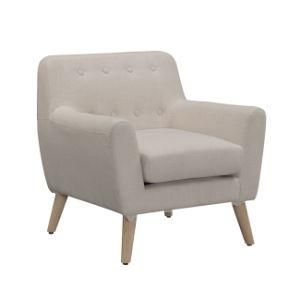 Simple Rubber Wood Foot Fabric Sofa Chair