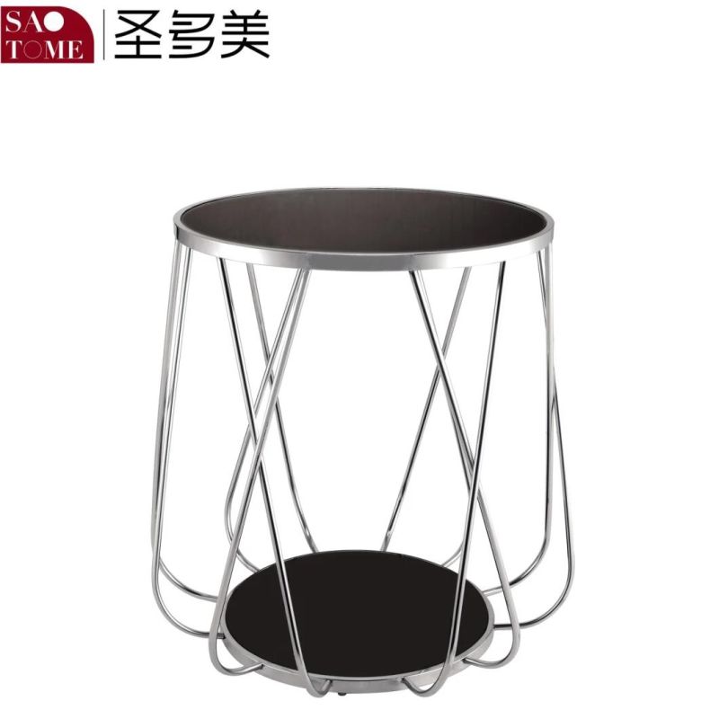 Hot Selling Fashion Living Room Furniture Black Glass Round End Table