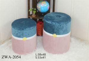 Blue Color Velvet Stool Ottoman