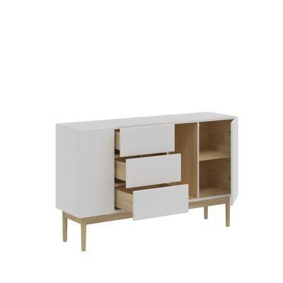 Modern Office White Brown Wooden TV Stand with Heavy Feet