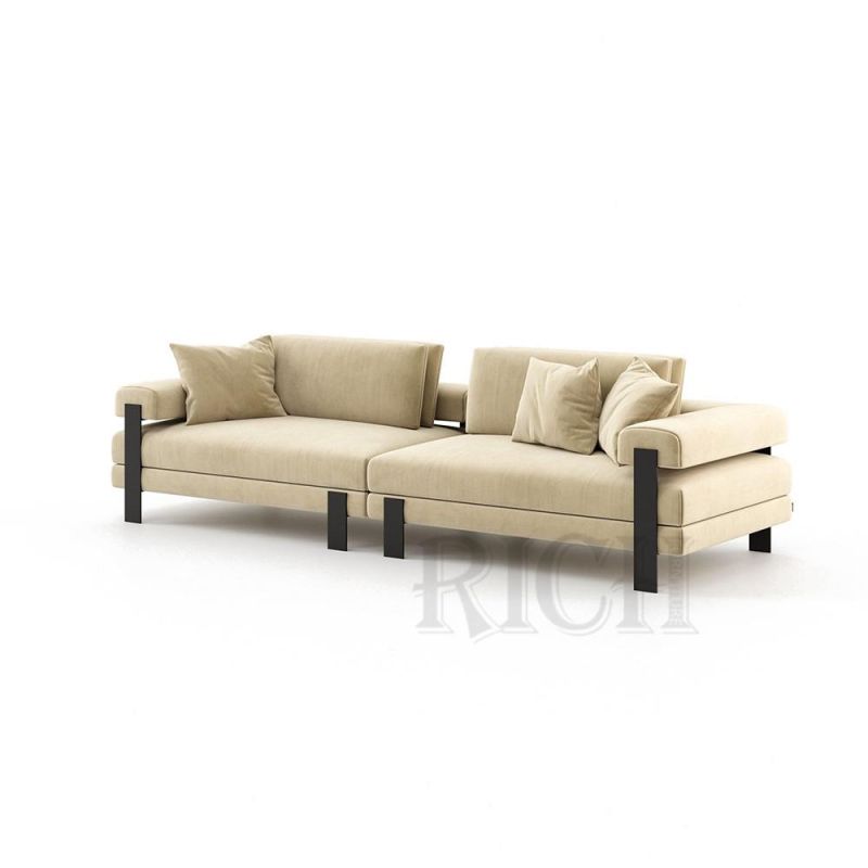 Modern Carbon Steel Leg Fabric Sofa Loveseat