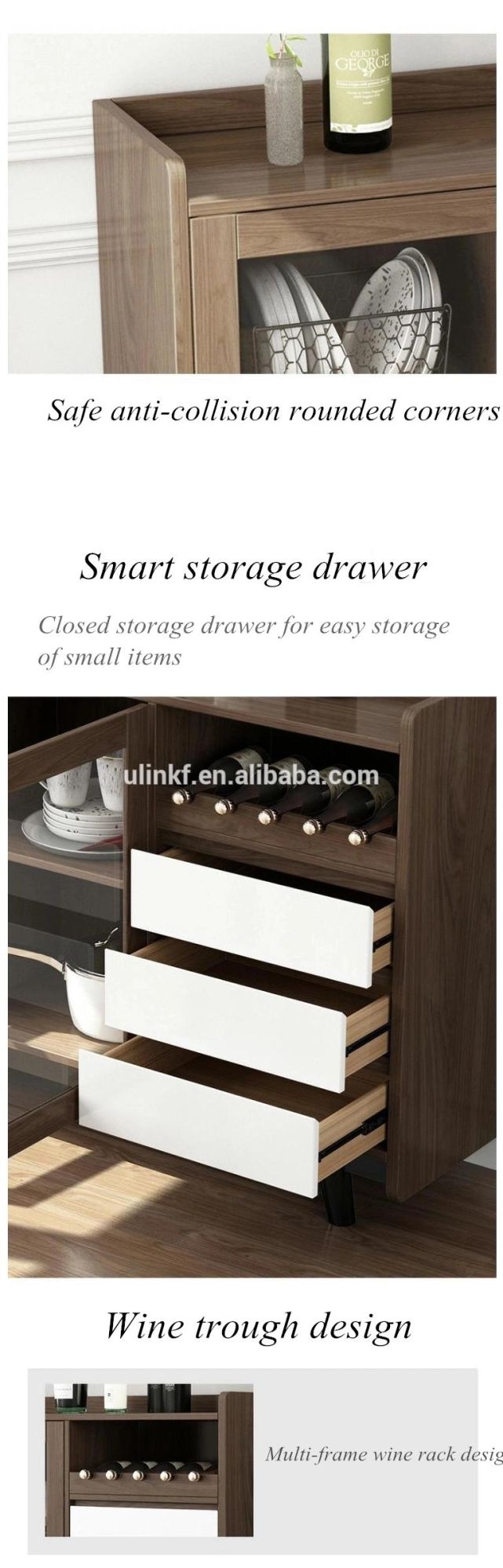 Modern Solid Wood Cupboard Restaurant Wine Storage Living Room Tea Cabinet