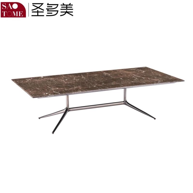 Senior Living Room Furniture Hand Inlaid Black and White Striped Marble Long Tea Table