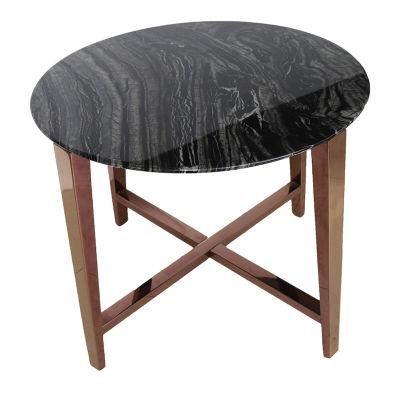 High Quality Coffee Round Marble Top Stainless Steel Gold Side Tea Tables
