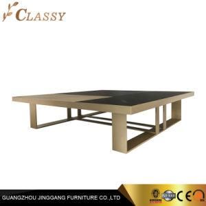 Luxury Modern Square Brass Marble Coffee Table with Metal Brass Frame for Distribution