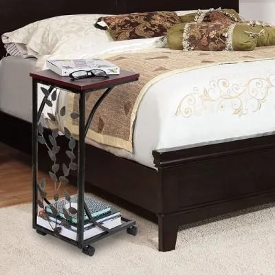 Modern Bedroom Living Room Sofa Square Narrow Cube Wood Metal Bed Sidetable