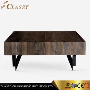 Modern Rectangular Wood Coffee Table with Storage for Living Room