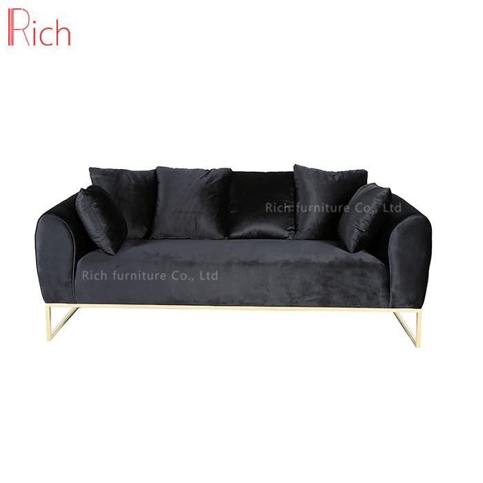 Home Furniture Living Room Fabric Velvet Sofa Leisure Couch Hotel Office Event Salon Golden Base