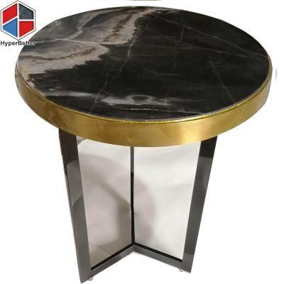 Wholesale Marble Topped Pedestal Black Marble Side Table for Sofa