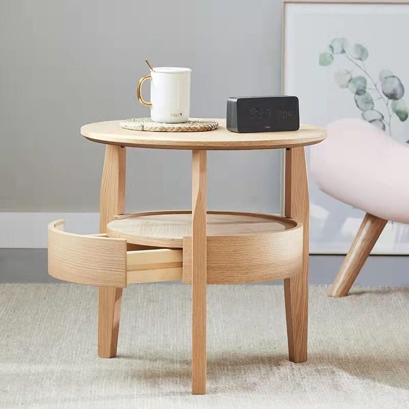 Modern Living Room Furniture Simple Solid Wood Round Coffee Table
