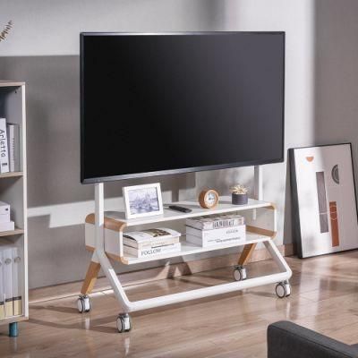 New Modern Wholesale Wooden Entertainment Use Easel Studio Mobile TV Cart Stand with Cabinet