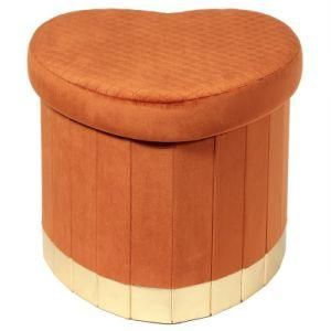 Knobby Heart Shape Short Floss Velvet Foldable Storage Ottoman Pouf Seat