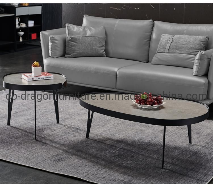 Luxury Home Furniture Steel Frame Coffee Table with Marble Top